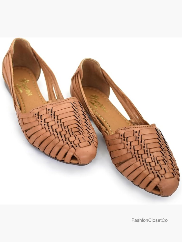 Women's Leather Sandals Lace Up Flat Slip-On